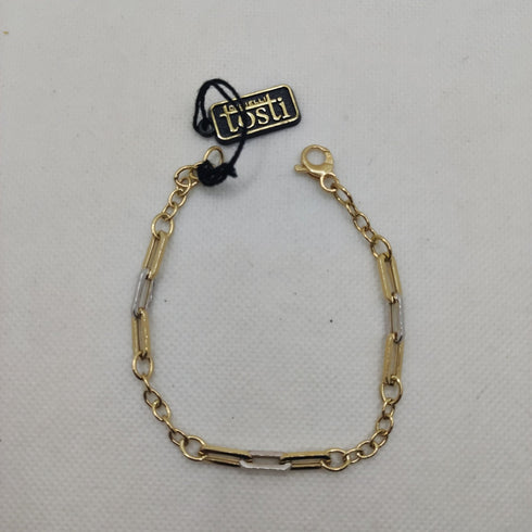 Bracciale Oro 18k uomo catena bicolore 19,5 cm 3.50 gr | Gioiellitosti.it